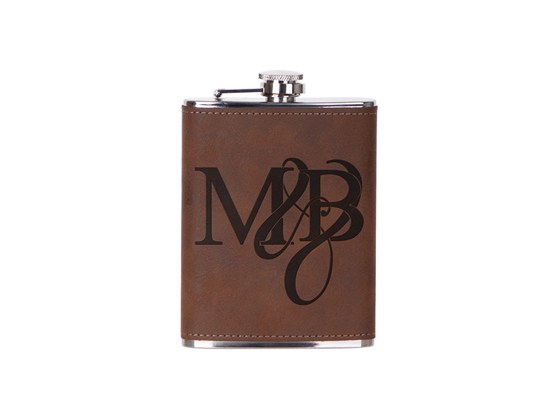 Engravable 8oz Stainless Steel Flask with PU Cover - Pack of 10 - Joto Imaging Supplies Canada